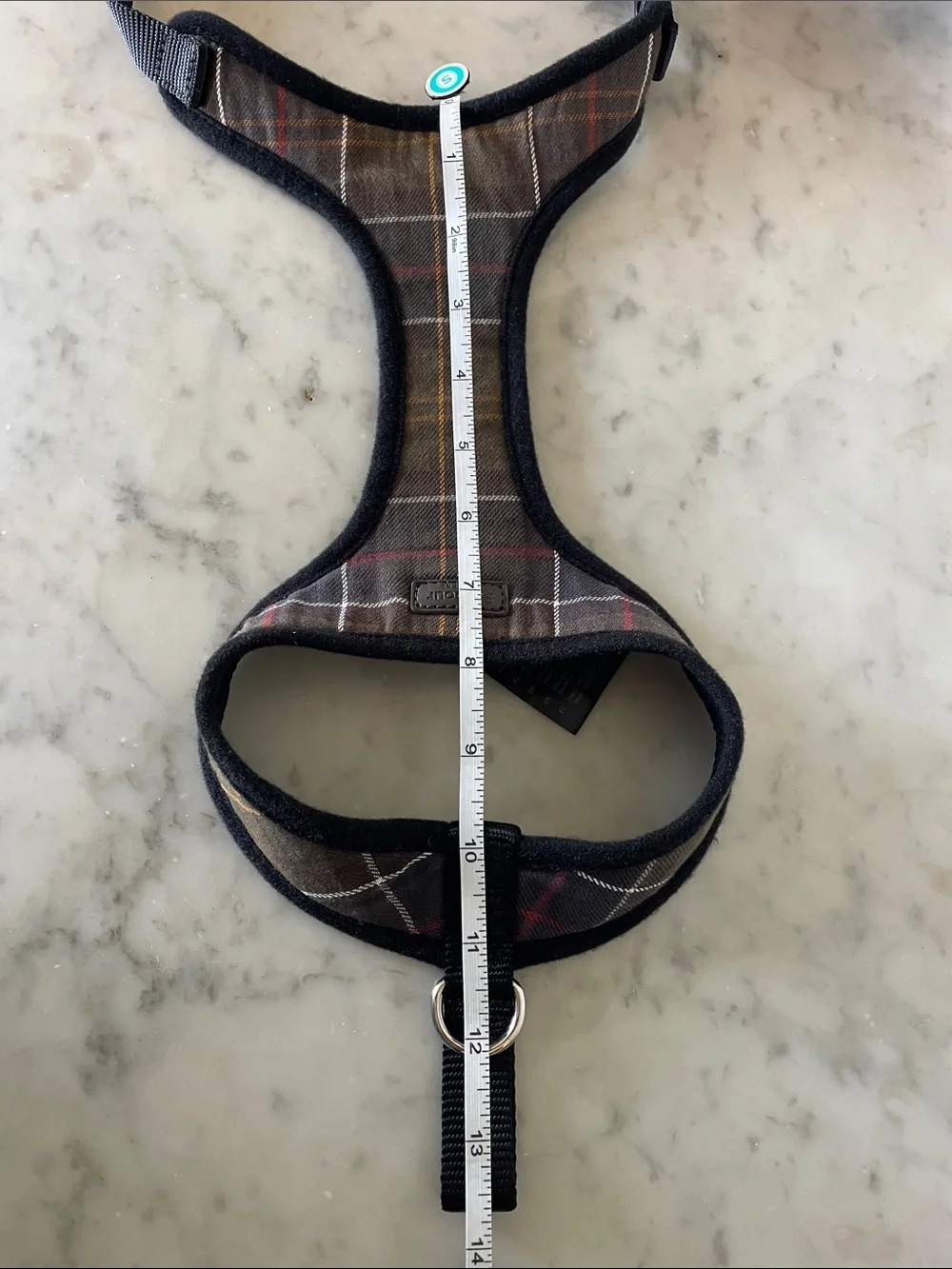 BARBOUR Olive Classic Tartan Dog Dog Harness Quick-Release Buckle Medium Neck